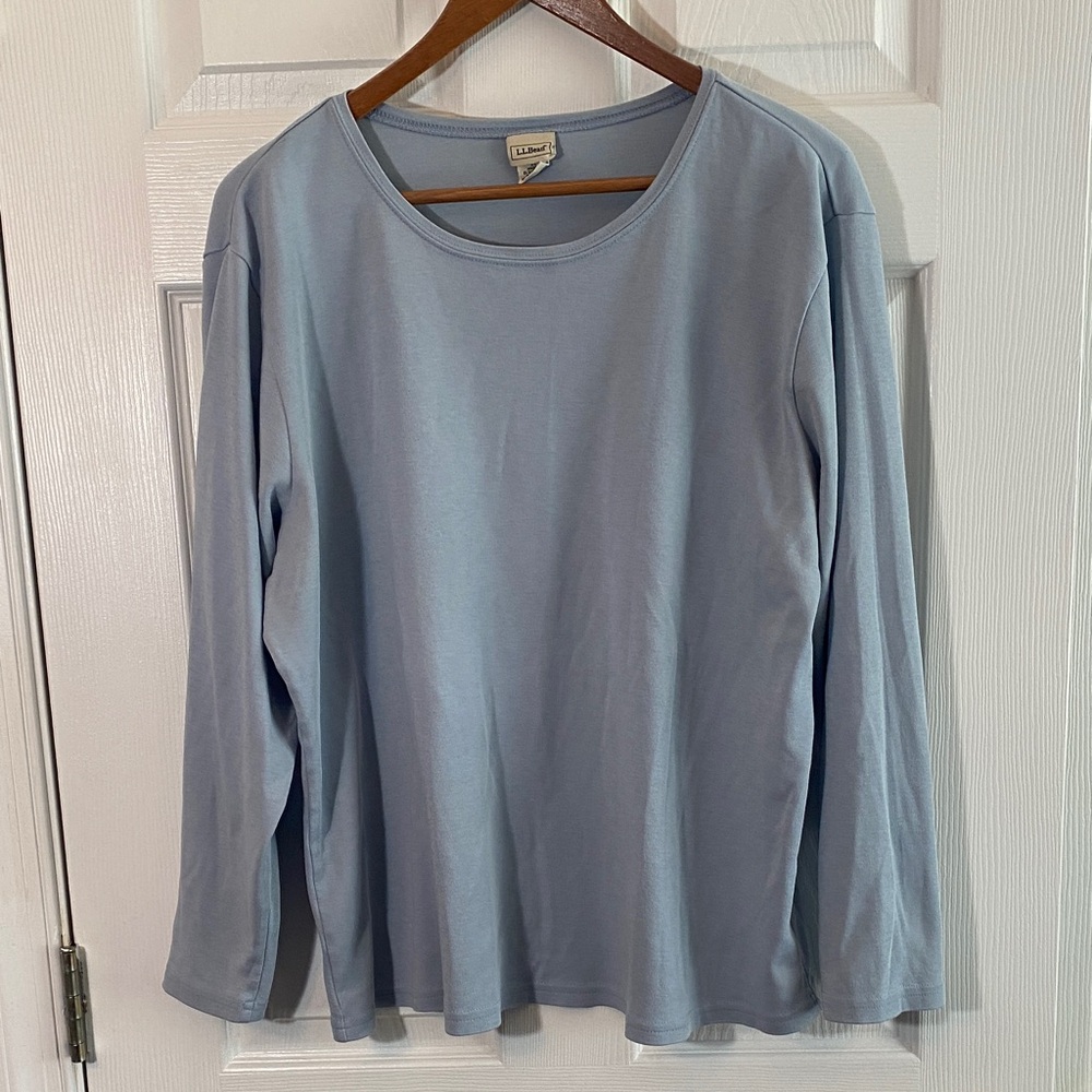 L.L. Bean Blue plus 2X cotton Crewneck Long Sleeve Tee